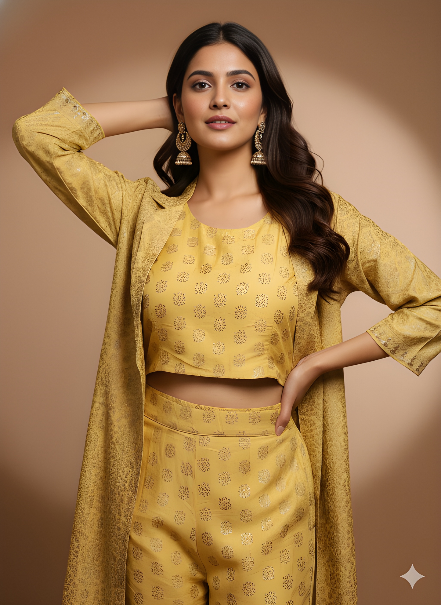 Yellow Collard Silk 3PCS Set