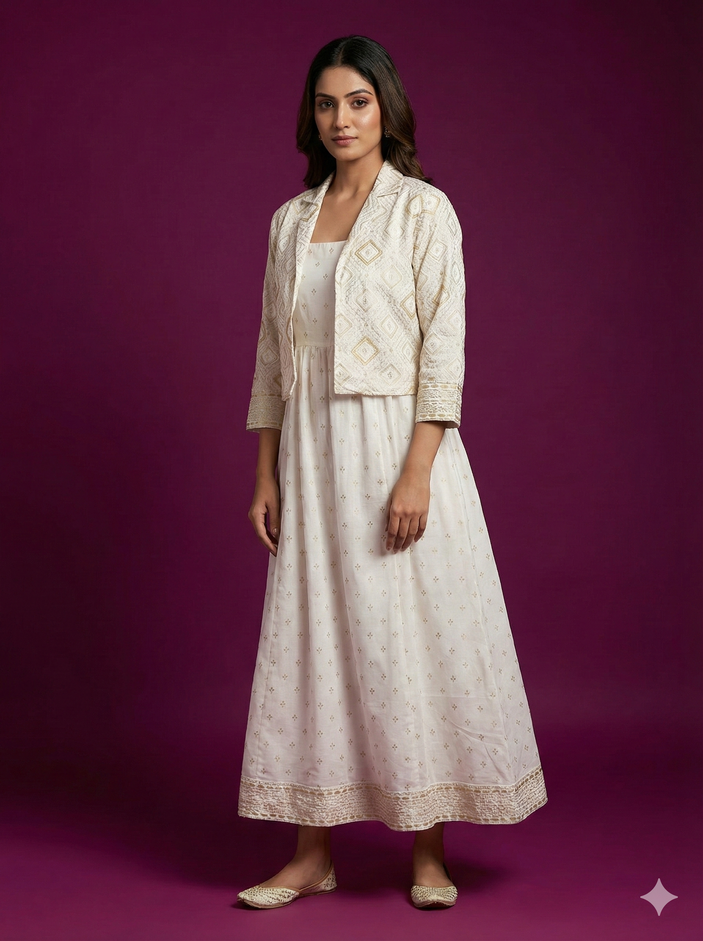 White Round Neck Rayon 2PCS Set