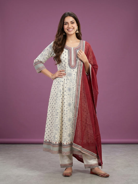 100% Cotton Anarkali Kurta set with Duapatta