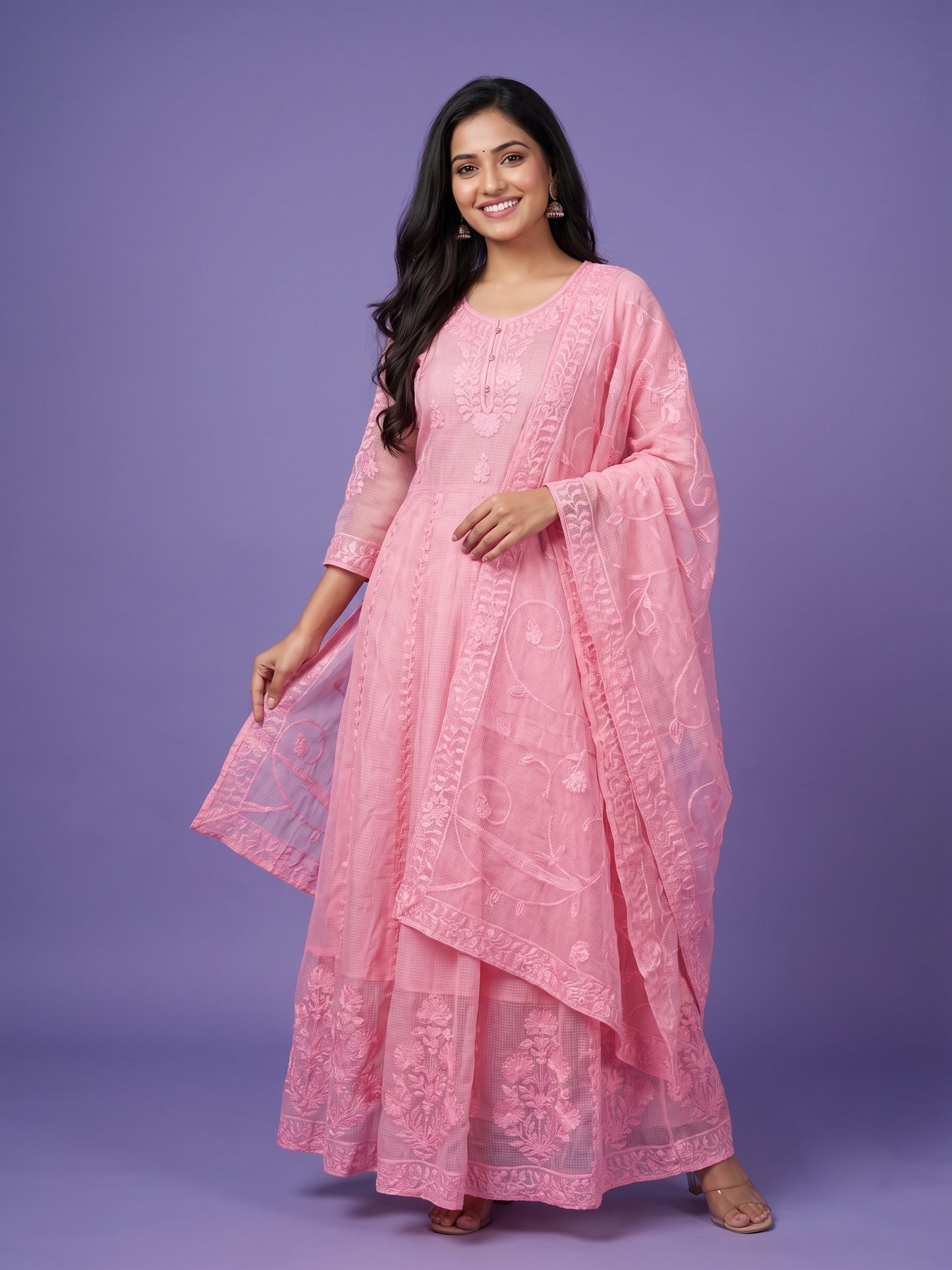 Pink V Neck Cotton 3PCS Set