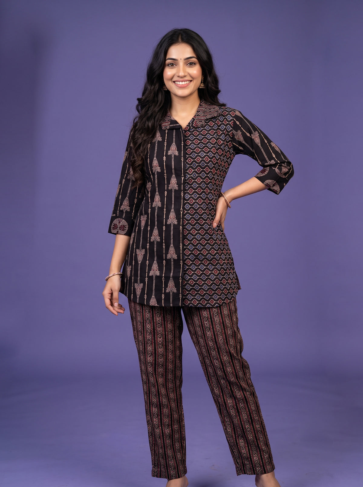 Black Printed Straight Tunic