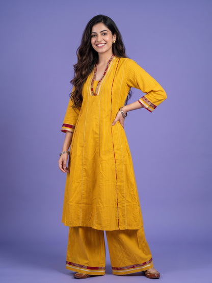 Woven Kurta with Palazzo
