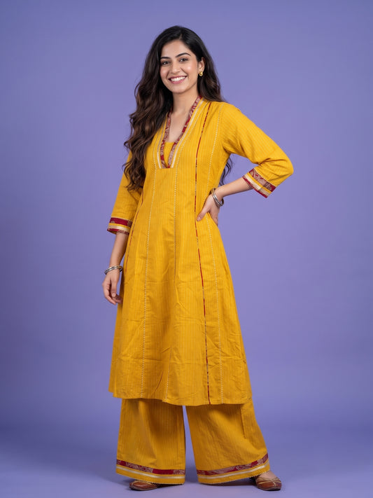 Woven Kurta with Palazzo