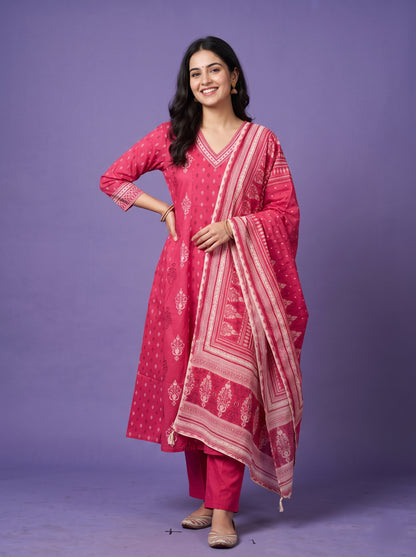 Raw Cottoun - Anarkali  Kurtaset with Duapatta