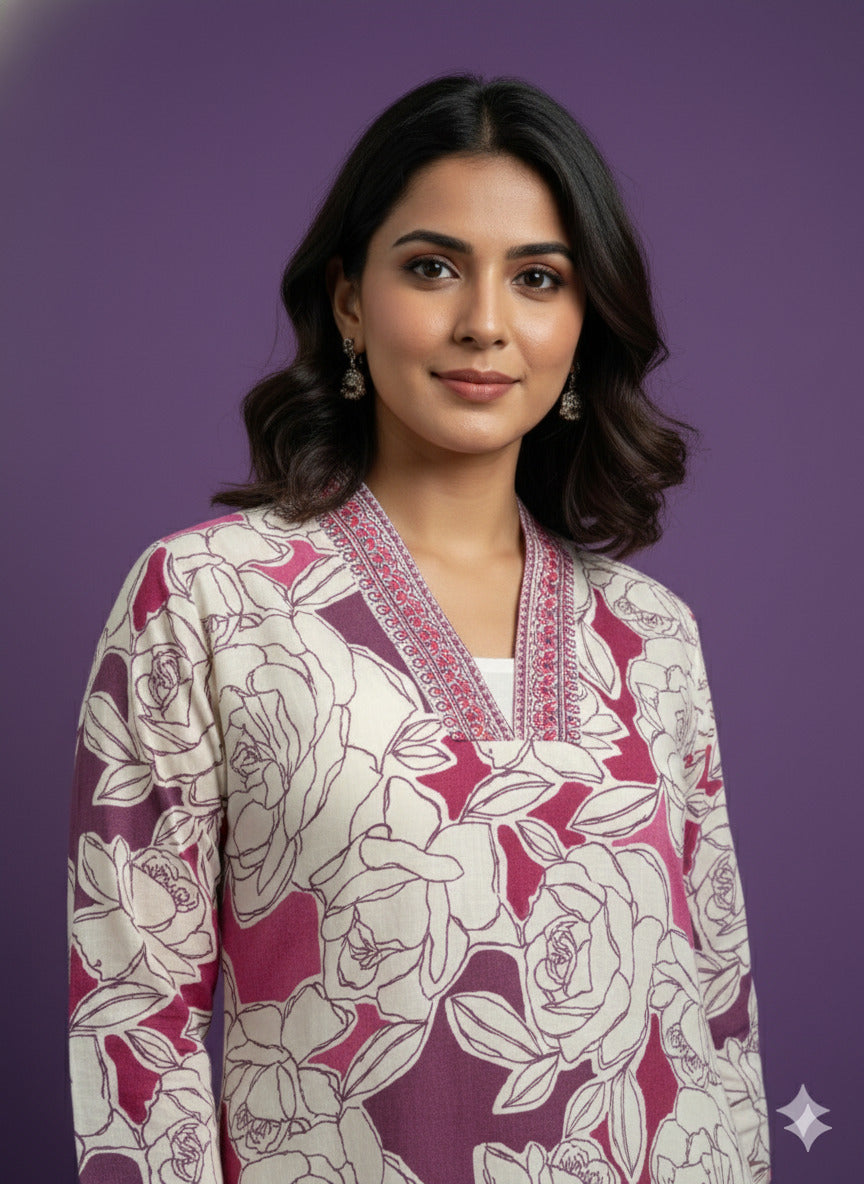 Ivory Deep-V Cotton Cord Set