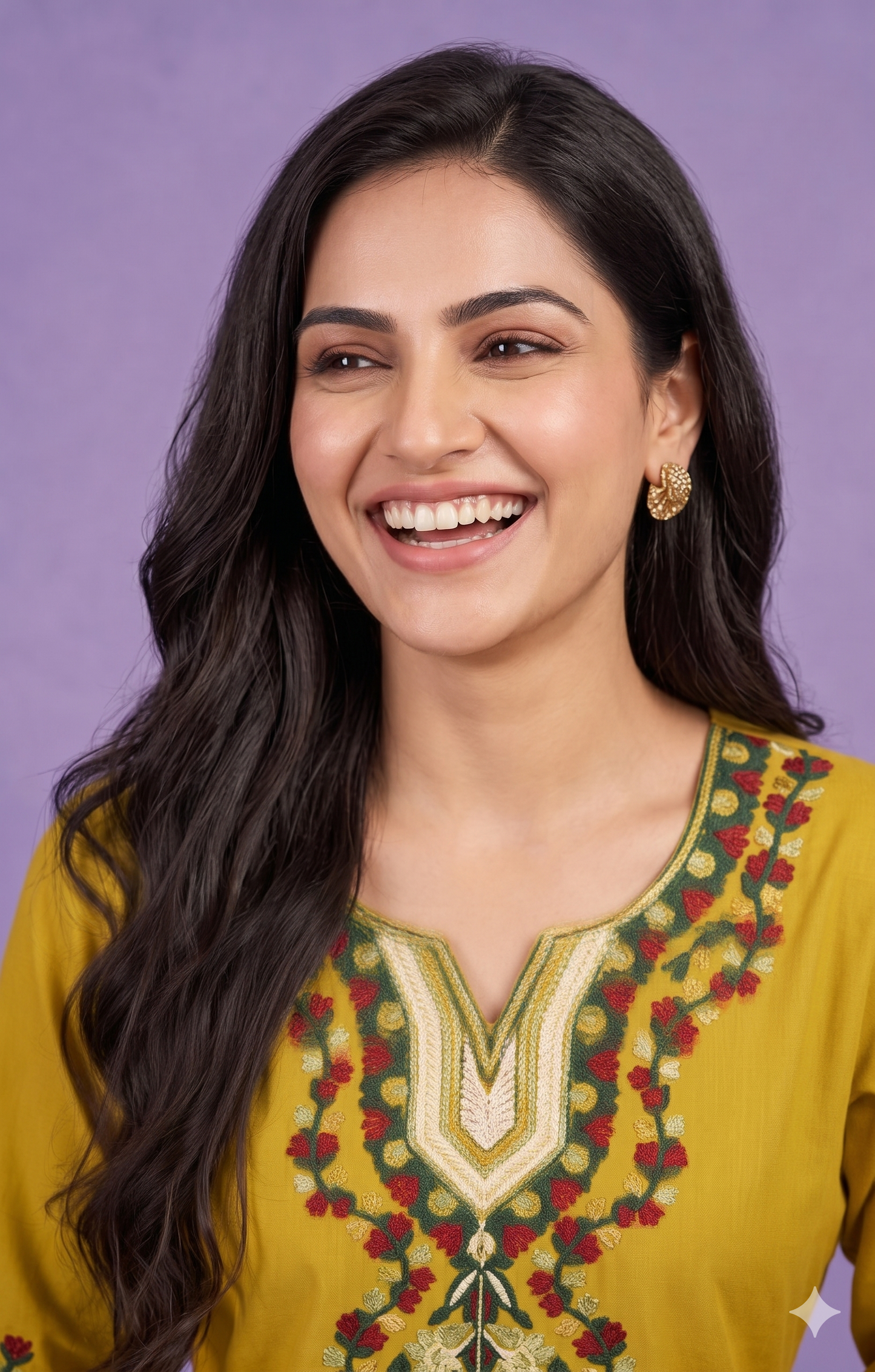 Yellow Round V Neck Cotton Kurta Set