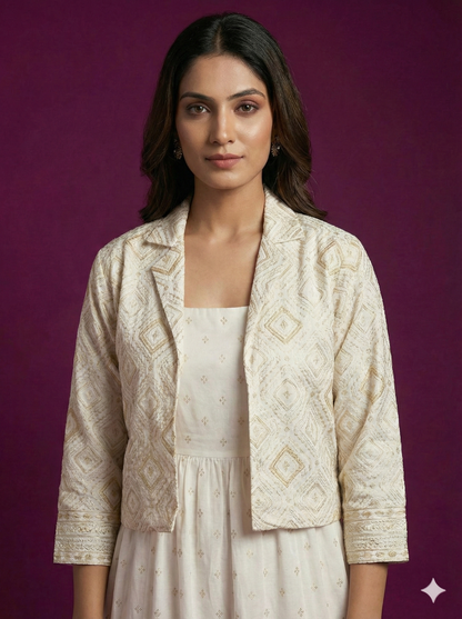 White Round Neck Rayon 2PCS Set