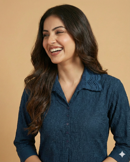 Blue Collard Cotton Cord Set