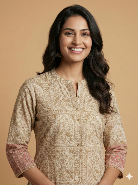 Ivory Mandarin Silk Kurta