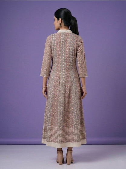 Pink V Neck Cotton Linen Gown