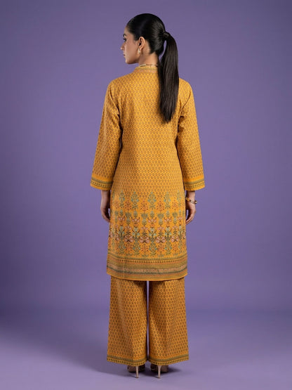 Yellow Deep V Neck Cotton Cord Set