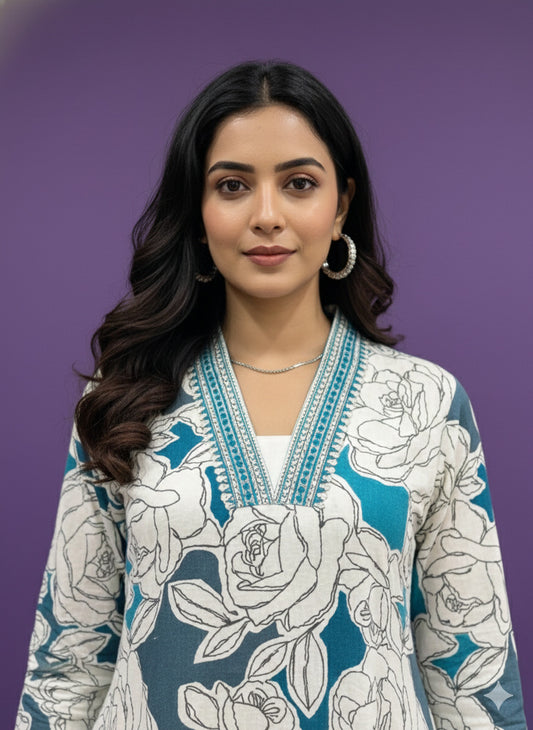 Ivory Deep-V Cotton Cord Set