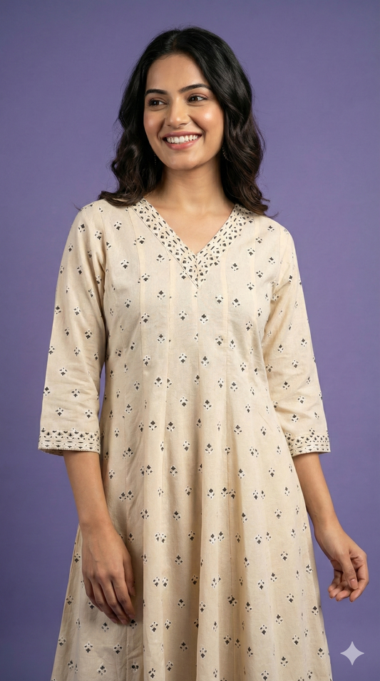 Ivory V Neck Cotton Gown