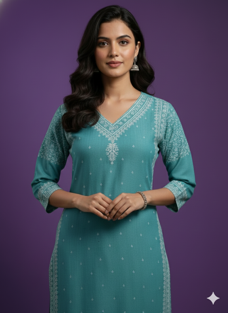 Green V neck Cotton Cord Set