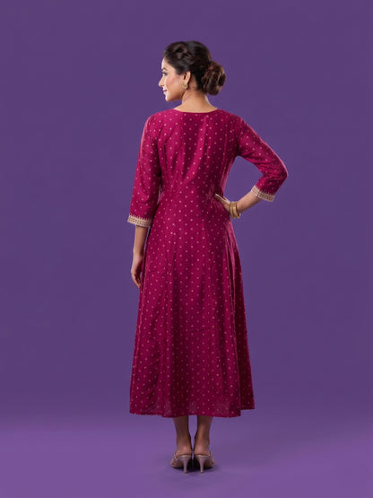 Pink Round V Neck Slik Gown