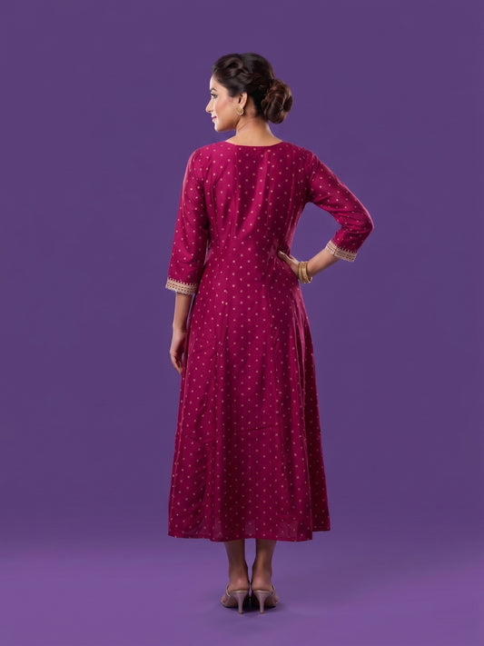 Pink Round V Neck Slik Gown