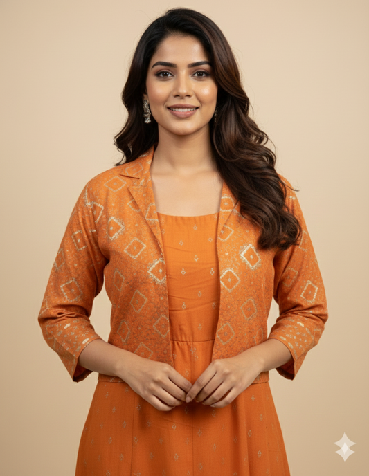 Spaghetti Dress with Jacket - Apricot Color