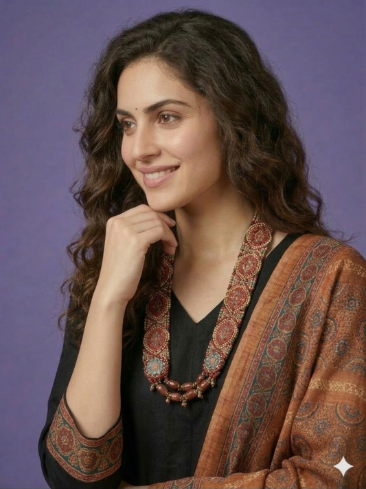 Black V Neck Silk Kurta Set with Dupatta