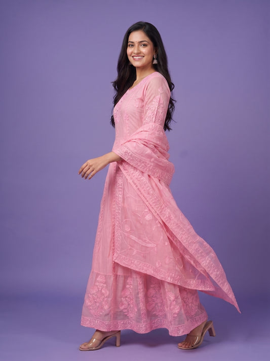 Pink V Neck Cotton 3PCS Set