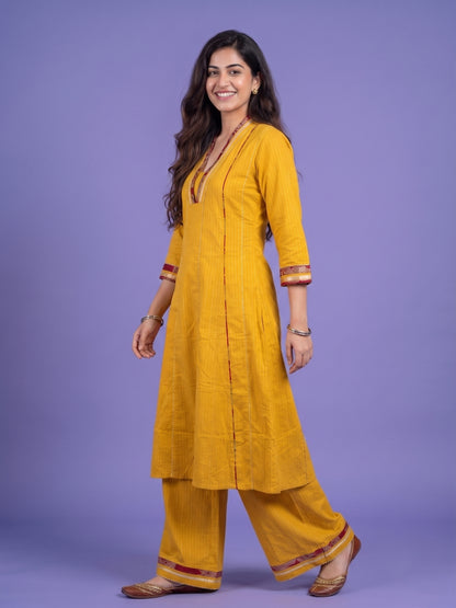 Woven Kurta with Palazzo