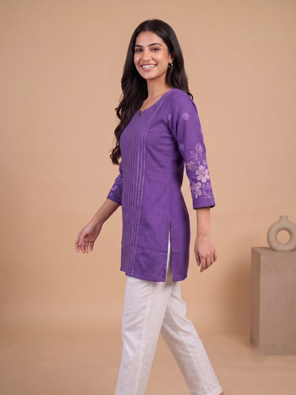 100% Cotton Lavender Pintuck Straight Tunics
