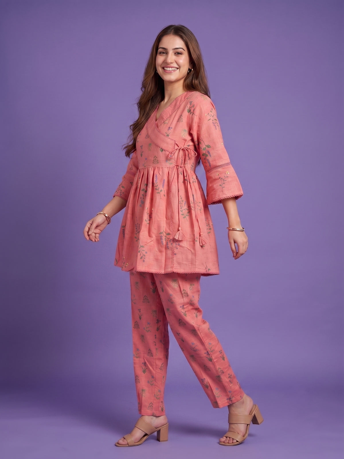 Angrakha Style Top with Pant Cord set