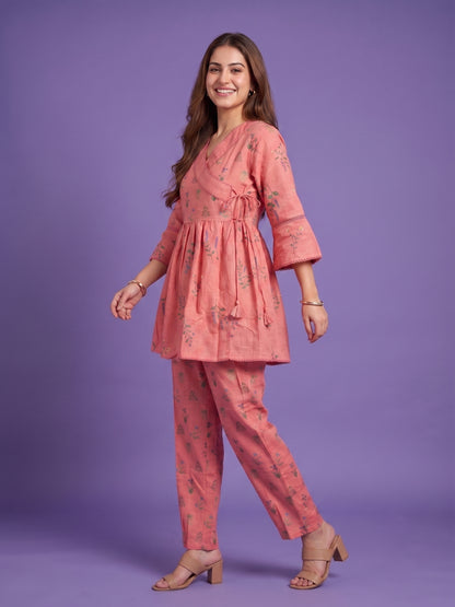 Angrakha Style Top with Pant Cord set