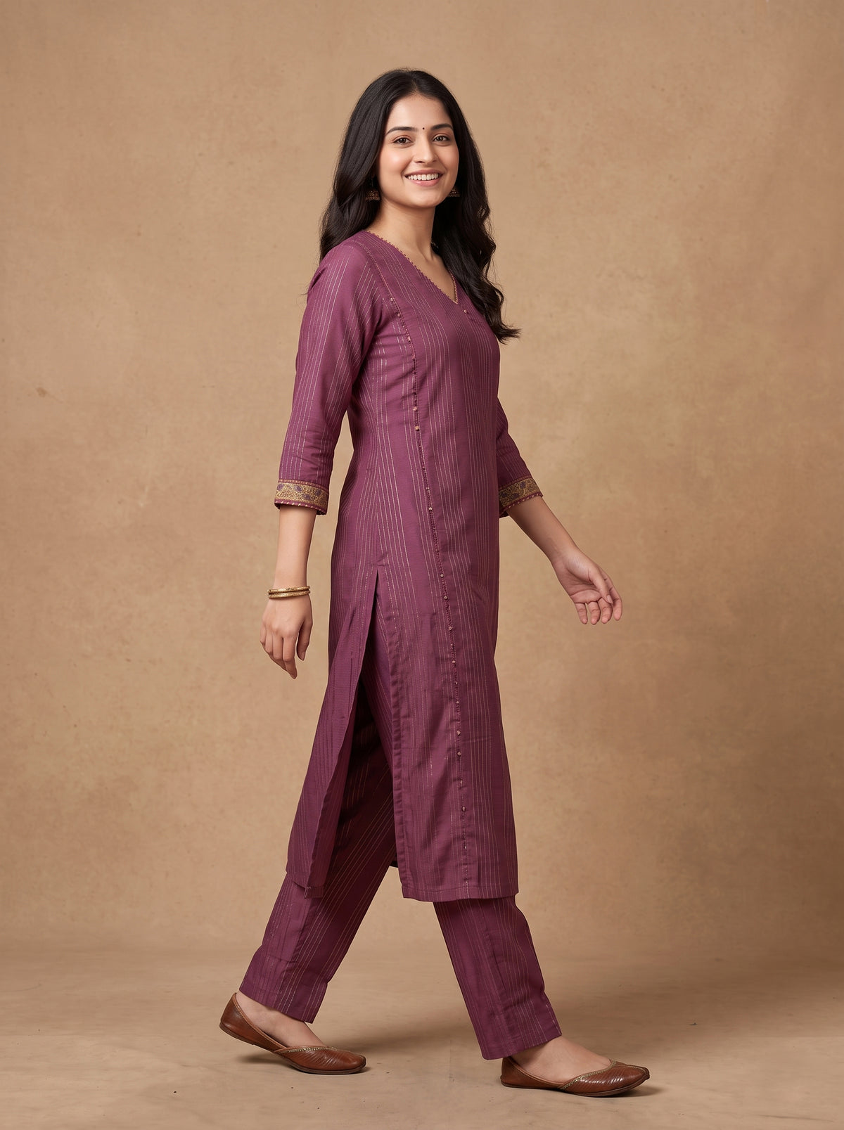Cotton Linen - A-Line Kurtaset with Duapatta