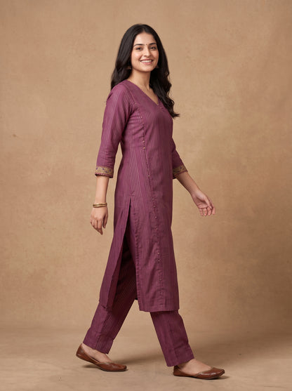 Cotton Linen - A-Line Kurtaset with Duapatta