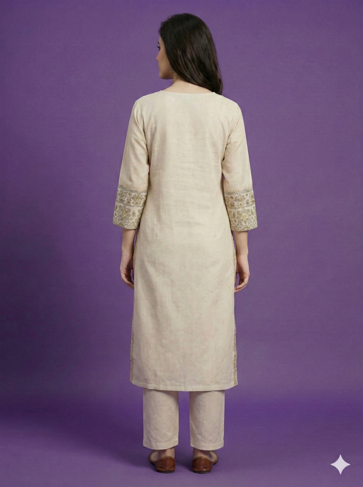 Ivory Round Neck Cotton Kurta