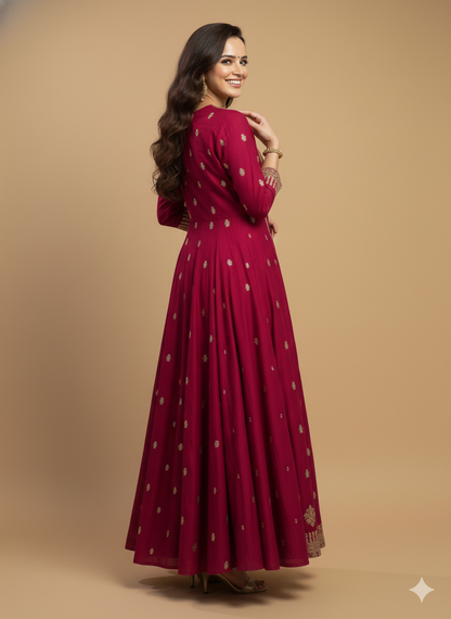Pink V Neck Silk Kurta Set with Dupatta