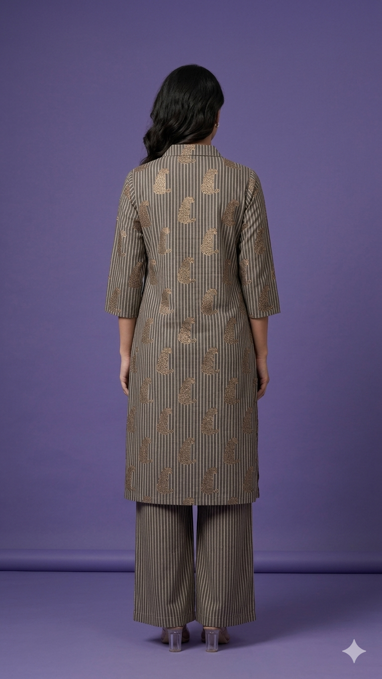 Black Collard Cotton Cord Set