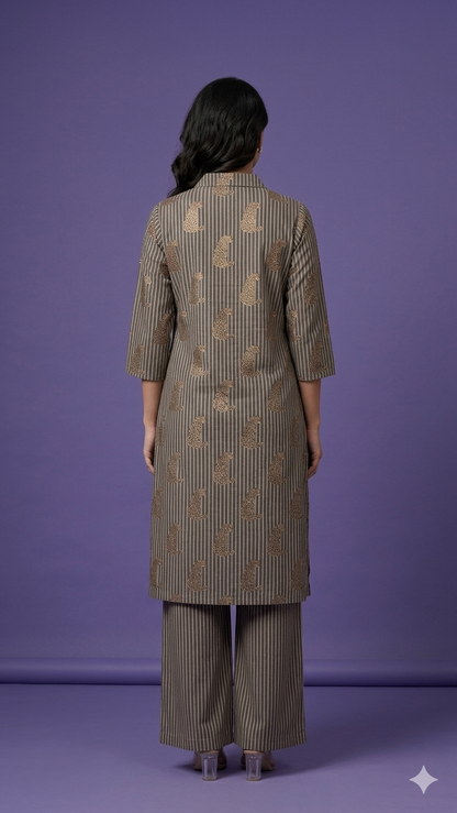 Black Collard Cotton Cord Set