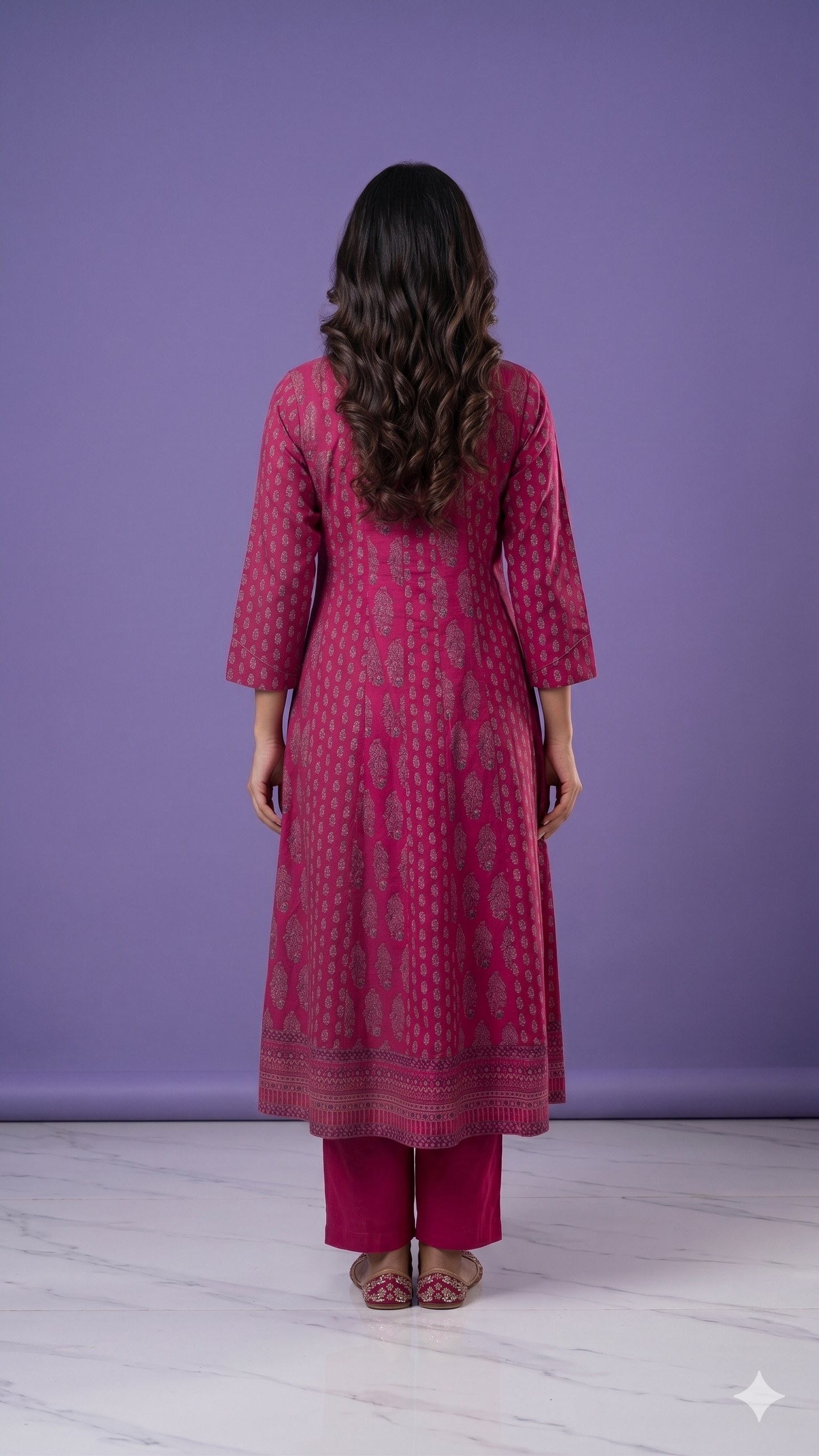 Pink V Neck Cotton Kurta Set with Dupatta