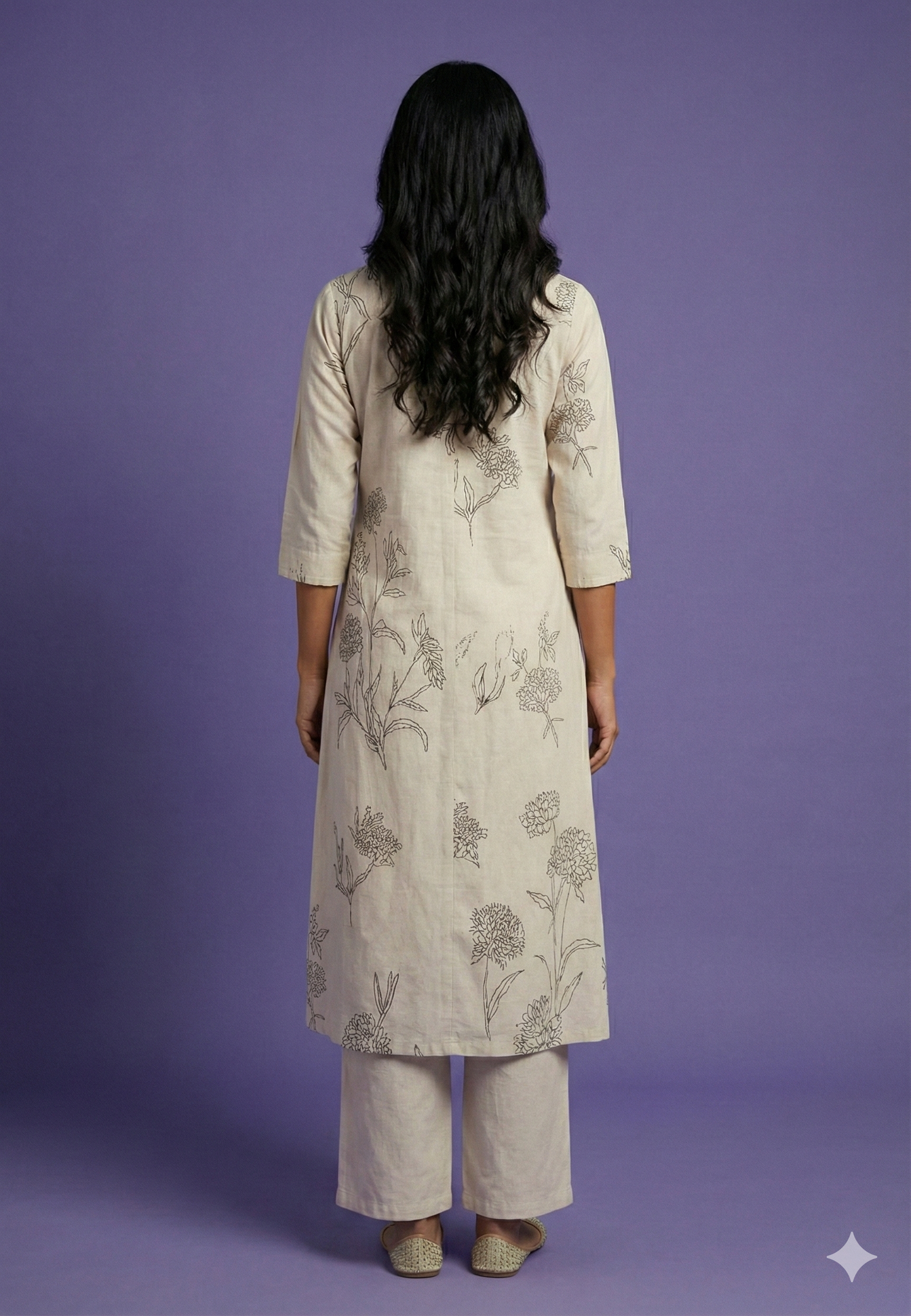 Ivory Collard Cotton Kurta