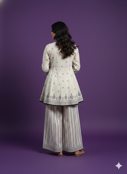 Ivory V Neck Cotton Cord Set