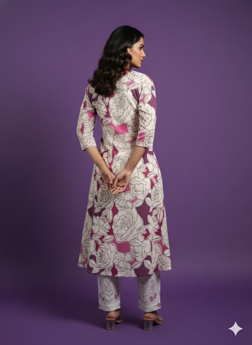 Ivory Deep-V Cotton Cord Set