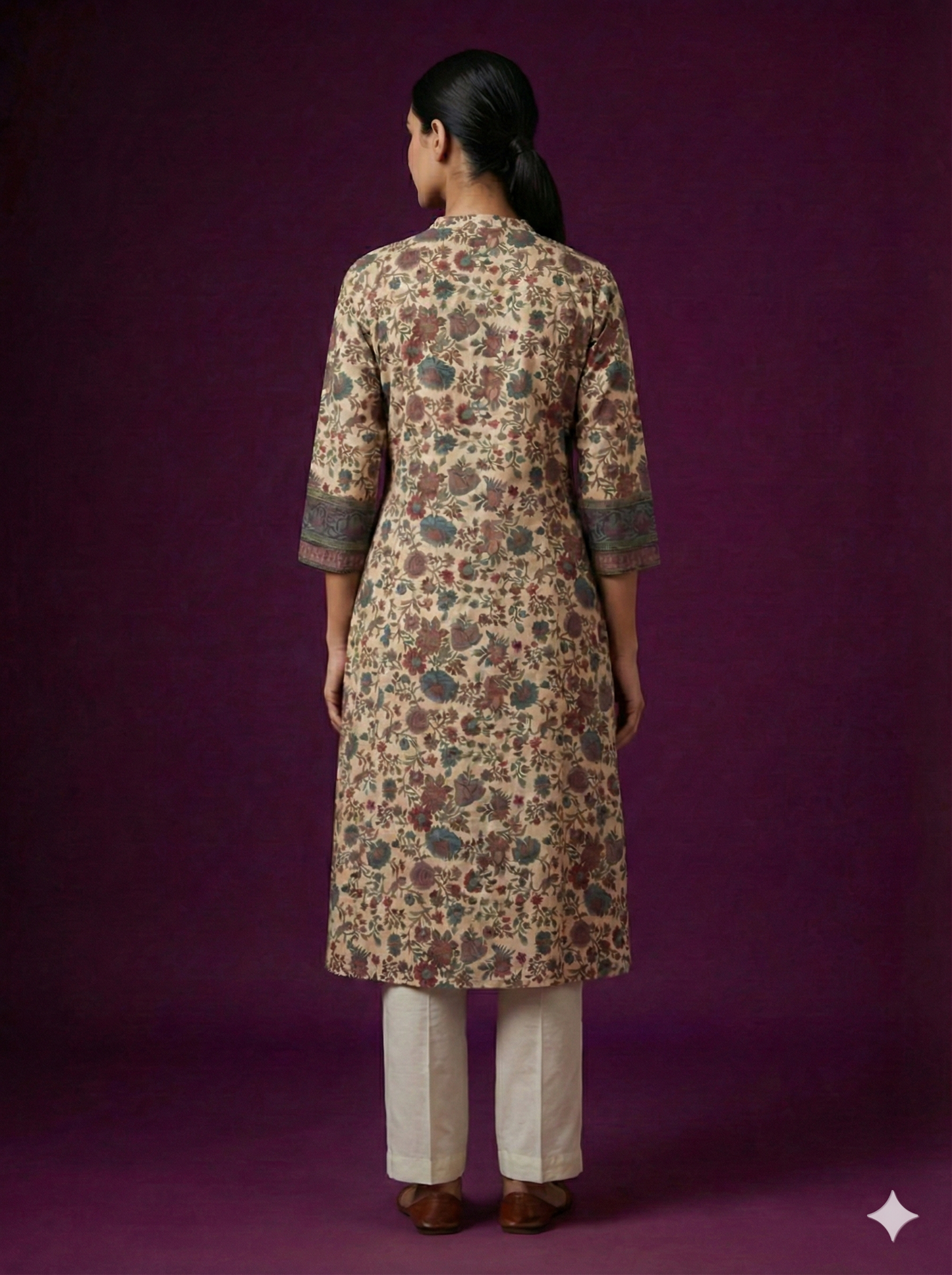 Ivory Deep-V Cotton Kurta