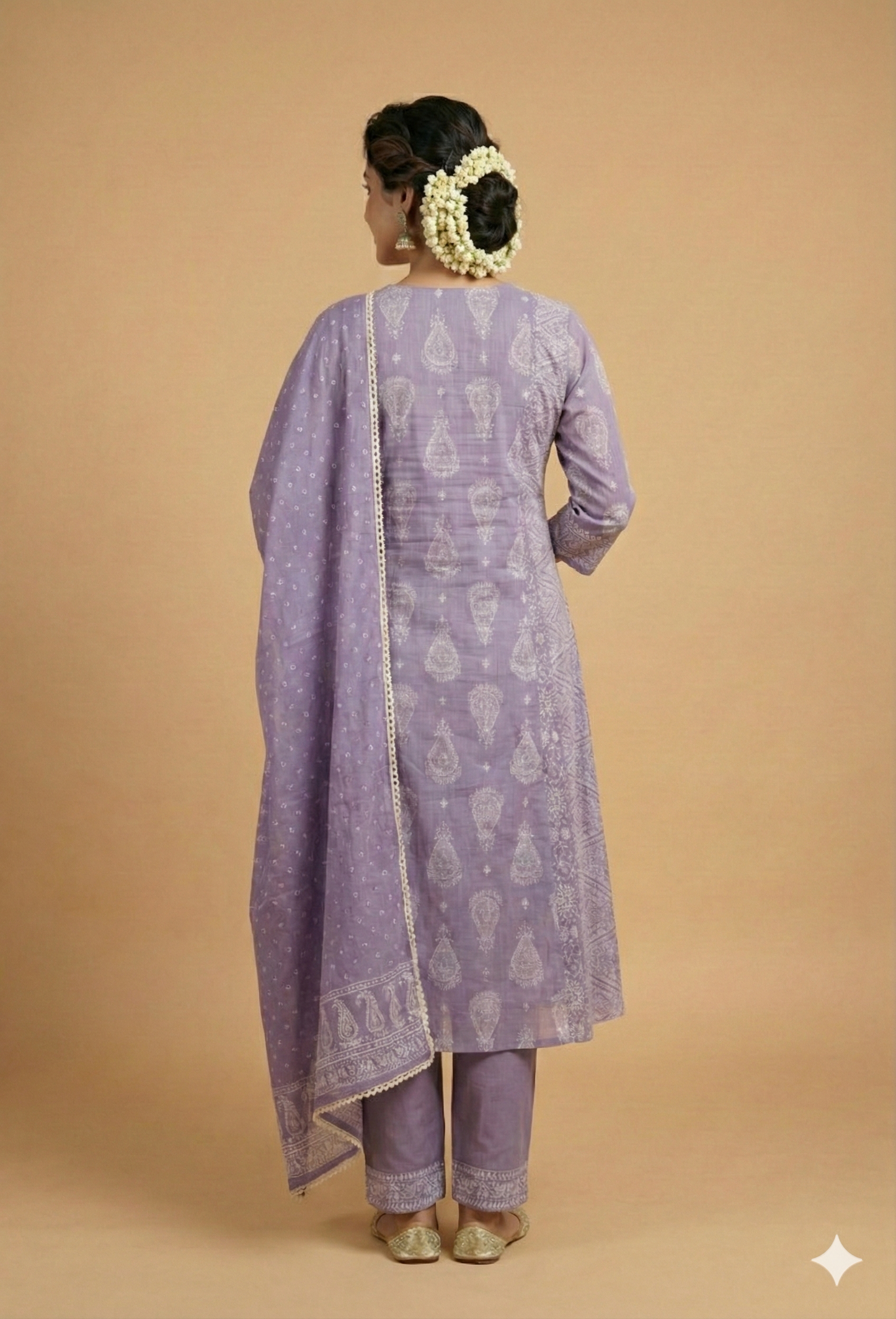 Purple V Neck Cotton Kurta
