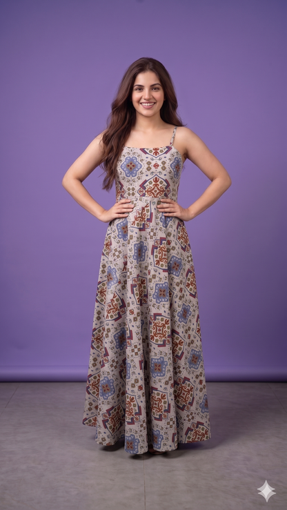 G Pruple Notched Collar Cotton Mulmul Gown With Crop Jacket