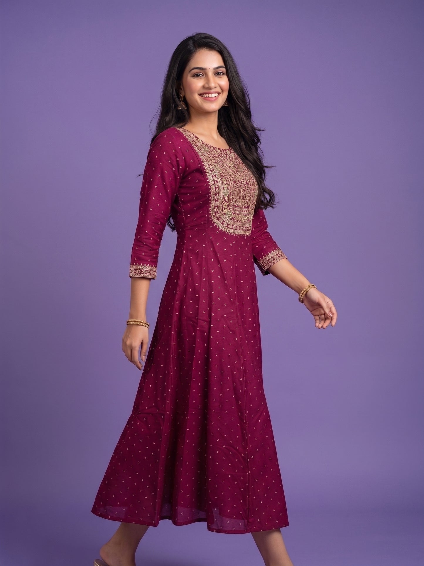 Pink Round V Neck Slik Gown