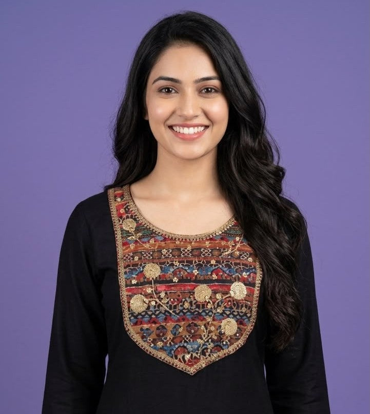 Embroidered Slub Silk Suit Set