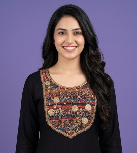 Embroidered Slub Silk Suit Set