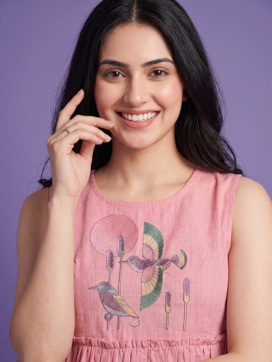 Embroidered Peplum Tunic Top
