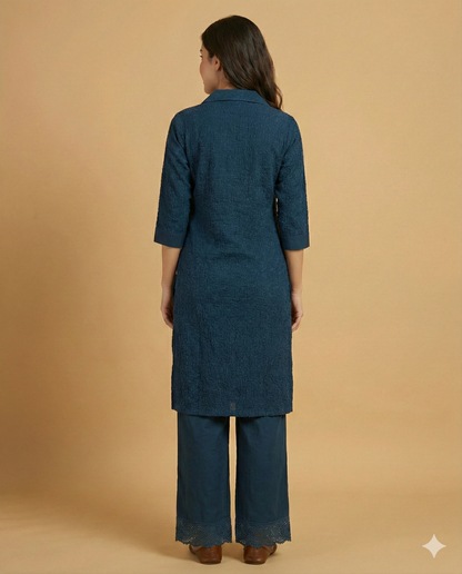 Blue Collard Cotton Cord Set