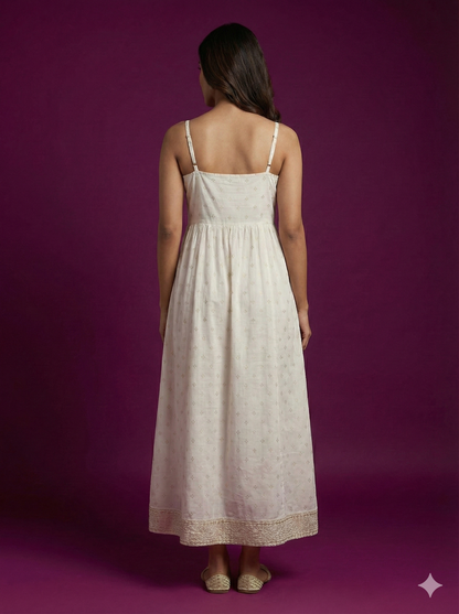 White Round Neck Rayon 2PCS Set