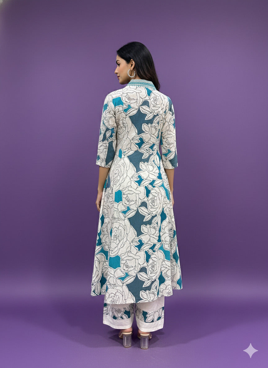 Ivory Deep-V Cotton Cord Set