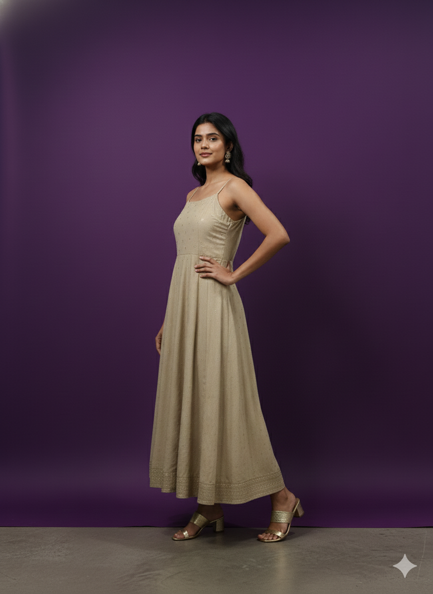 Beige Collar Neck Rayon 2PCS Set