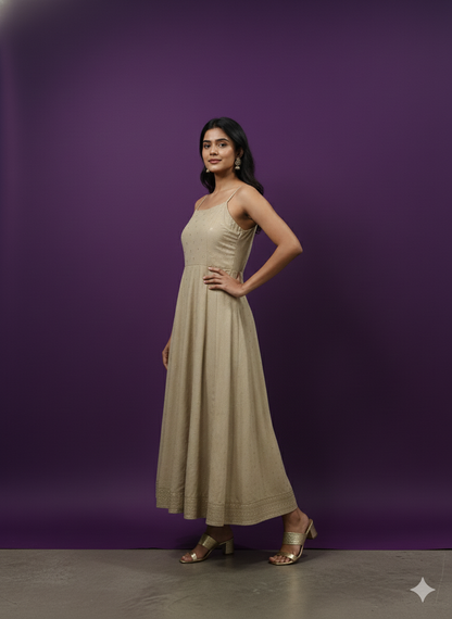 Beige Collar Neck Rayon 2PCS Set