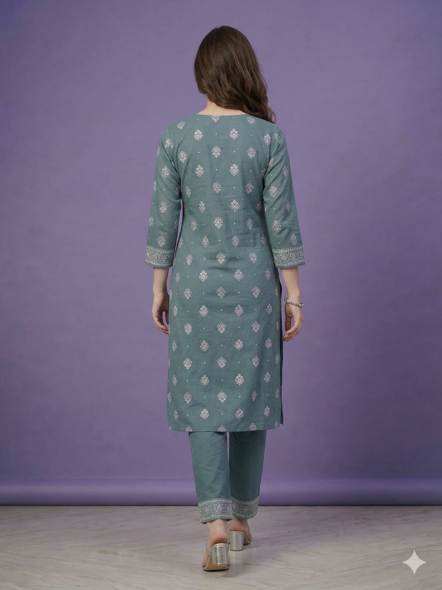 Blue Round Neck Cotton Kurta
